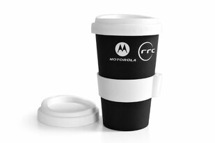 Porcelánové To Go hrnky s potiskem a černou glazurou 