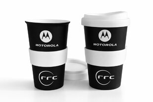 Porcelánové To Go hrnky s potiskem a černou glazurou 