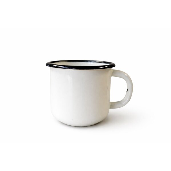 White enamel mug 250 ml BLACK RIM White enamel mug 250 ml BLACK RIM