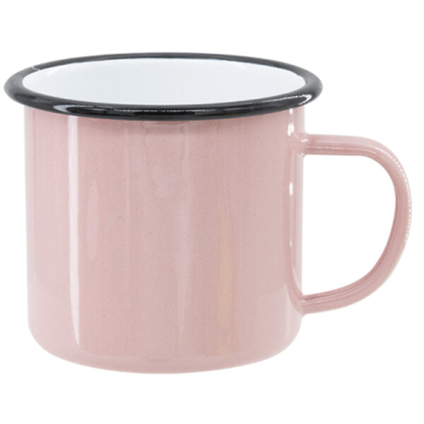 Pink sublimation tin mug 360 ml (black rim) NOT IN STOCK