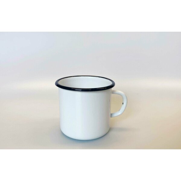 White enamel mug 500 ml BLACK RIM