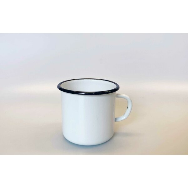 White enamel mug 400 ml BLACK RIM