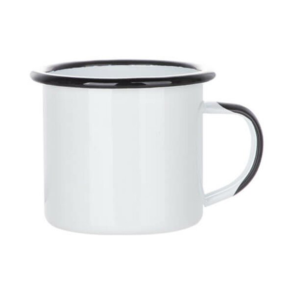 Bílý sublimační plecháček 360 ml (černý lem a ucho)