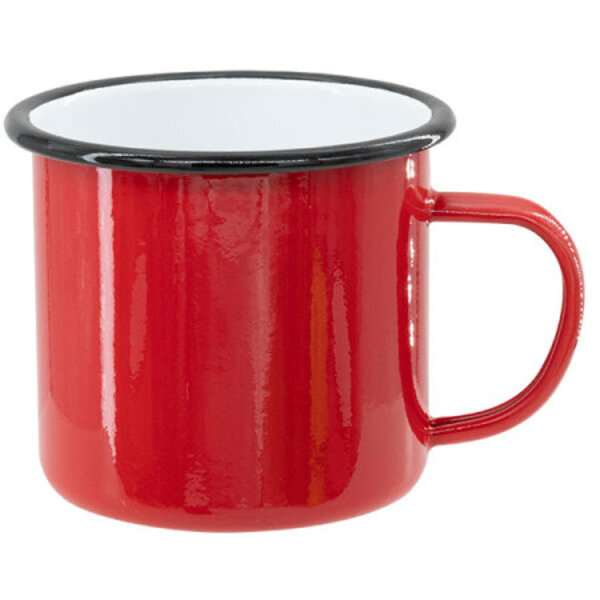 Red sublimation tin mug 360 ml (black rim)