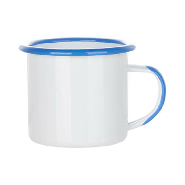 Bílý sublimační plecháček 360 ml (modrý lem a ucho)