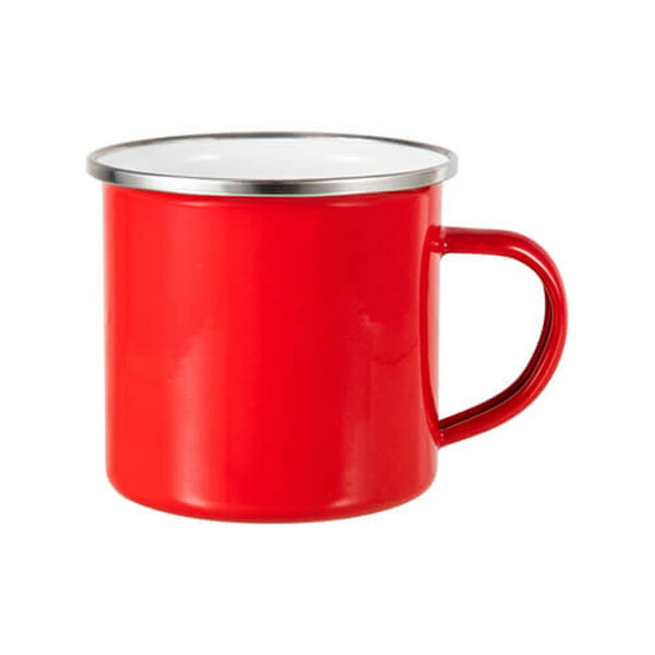 Red sublimation tin mug 360 ml (silver rim)
