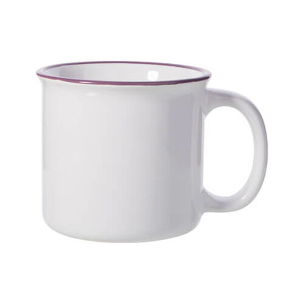 Keramikbecher Nachahmung von Zinnbecher 350 ml (lila Rand)