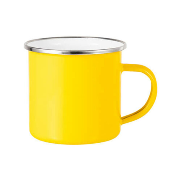 Yellow sublimation tin mug 360 ml (silver rim)