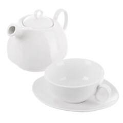 Porcelánová čajová konvice TEA SET s podšálkem - slonová kost