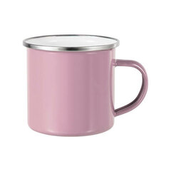 Pink sublimation tin mug 360 ml (silver rim)
