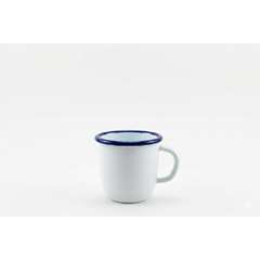 Konische Emaille Tasse - weisse 250 ml BLAUER RAND