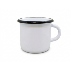 Biely plechový hrnček 400 ml ČIERNY TENKÝ LEM