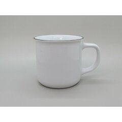 Porcelánový hrnček imitácia plecháčikov s čiernou linkou 310 ml