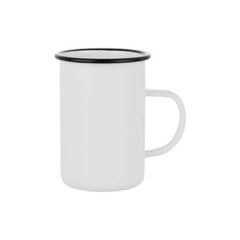 Biely sublimačný plecháčik 450 ml (čierny lem)