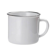 Ceramic white mug - imitation of a tin mug 300 ml (black rim)