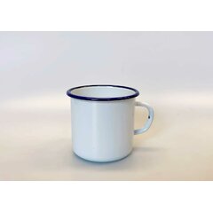 White enamel mug 400 ml BLUE RIM
