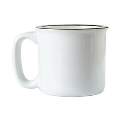 Ceramic white mug - imitation of a tin mug 450 ml (black rim)